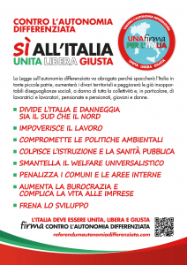Volantino Contro l'autonomia differenziata